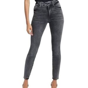 Good American Good Waist Fray Hem Crop Skinny Jean Womens 0/25 Black Ultra High